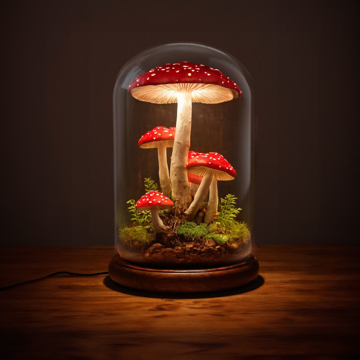 Rustic Cabin Mushroom Accent Table Lamp