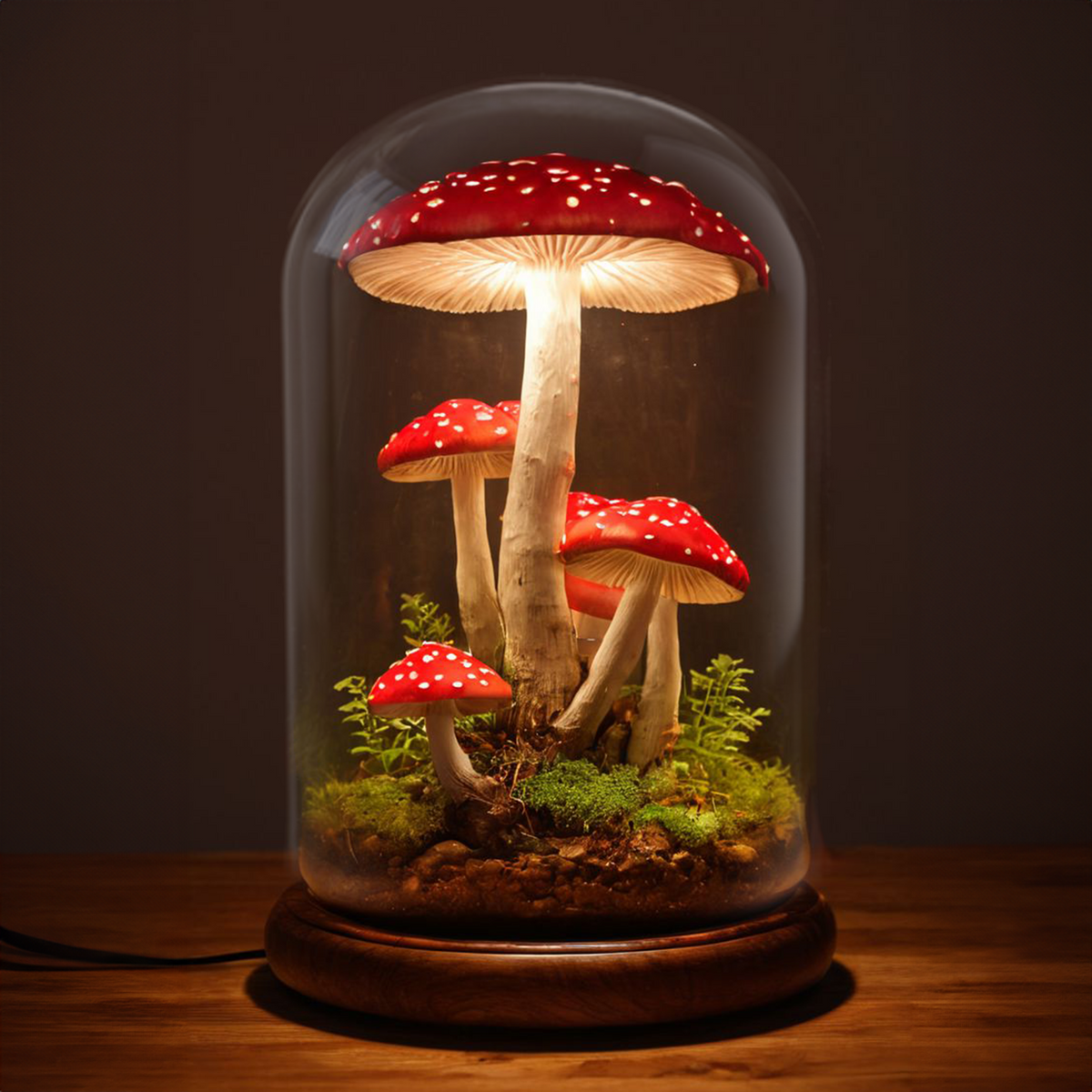 Rustic Cabin Mushroom Accent Table Lamp