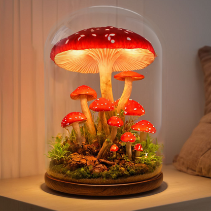 Rustic Cabin Mushroom Accent Table Lamp