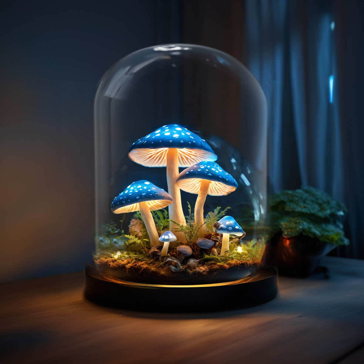 Calming Blue Mushroom Nursery Night Light