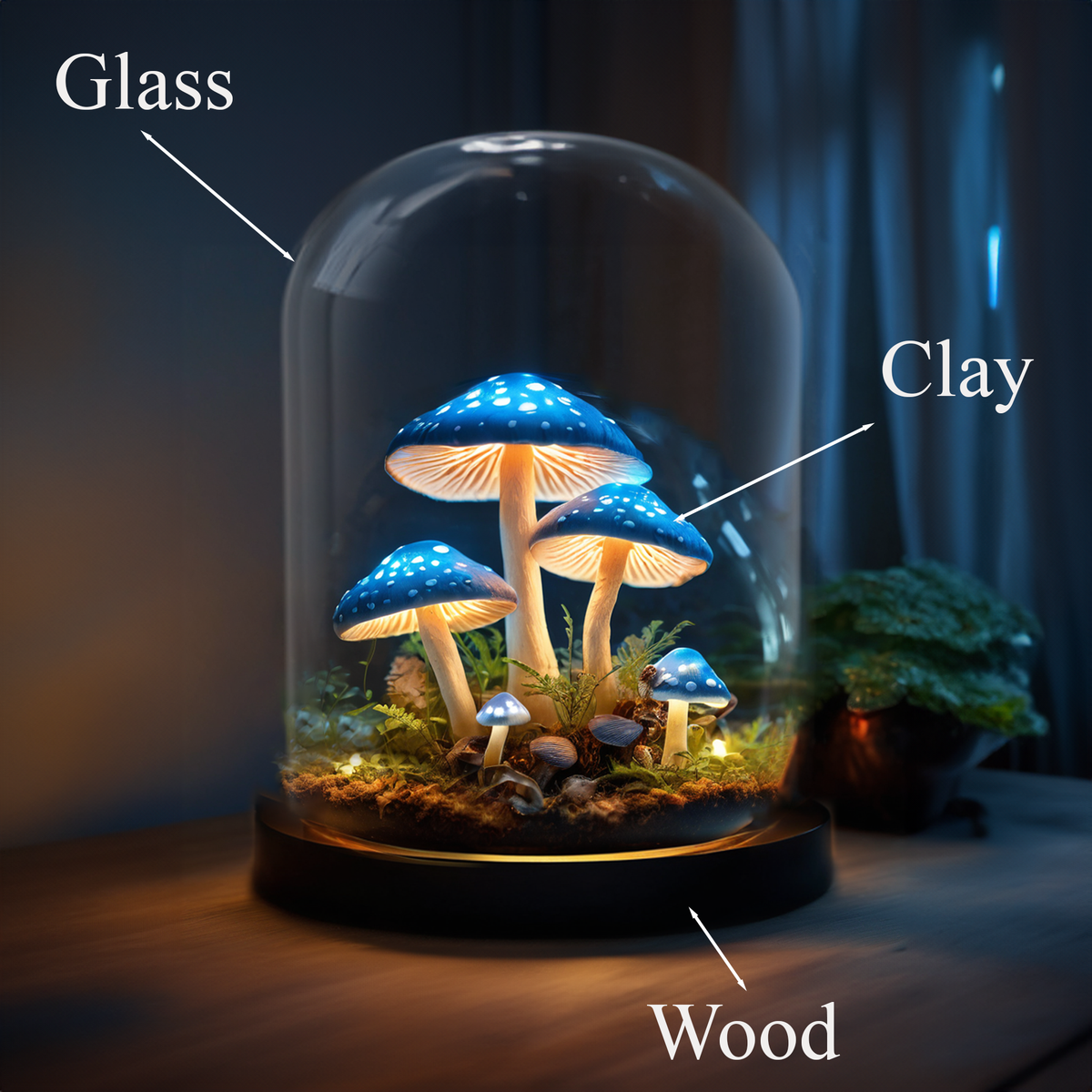 Calming Blue Mushroom Nursery Night Light