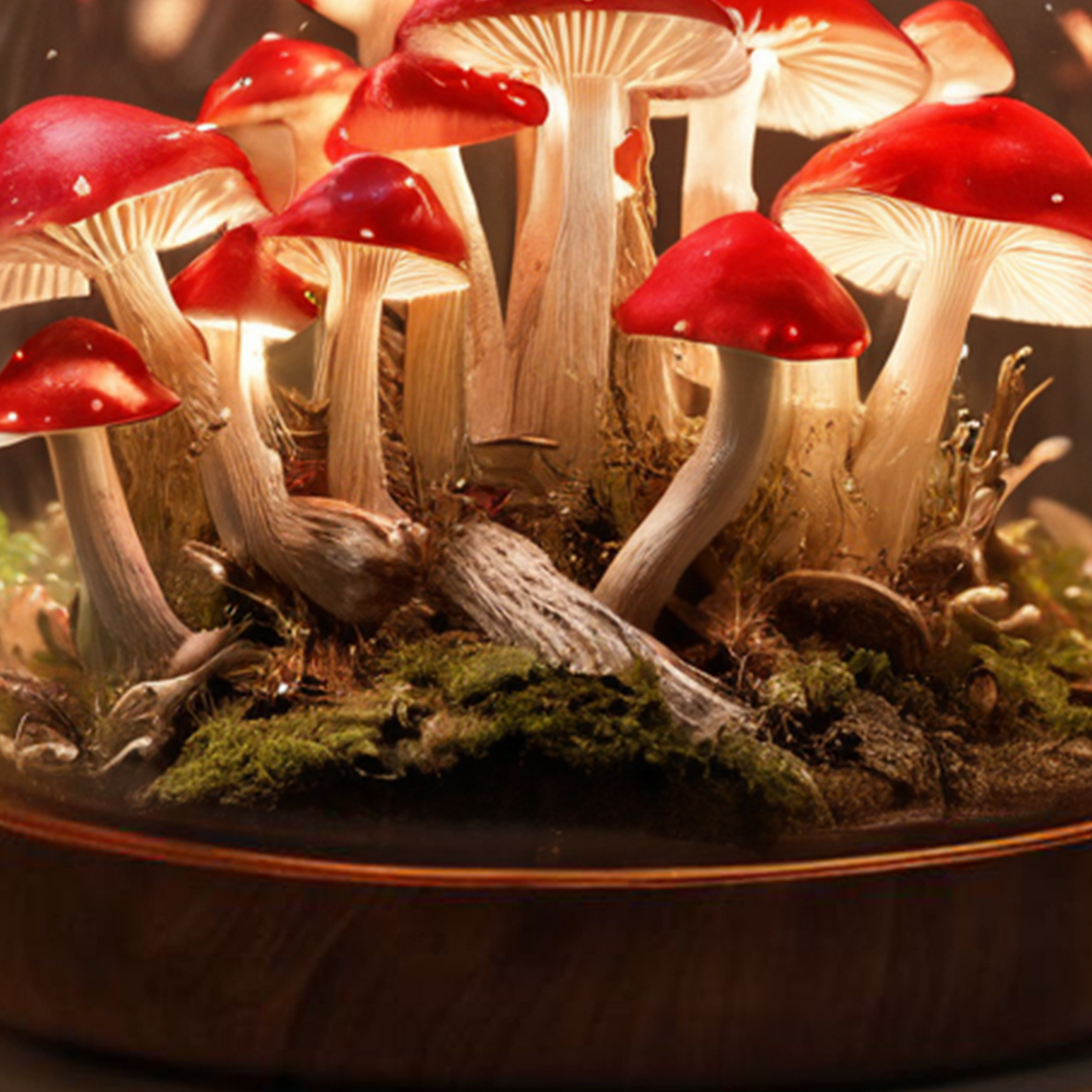 Mid Century Mushroom Lamp with Retro Wood Base