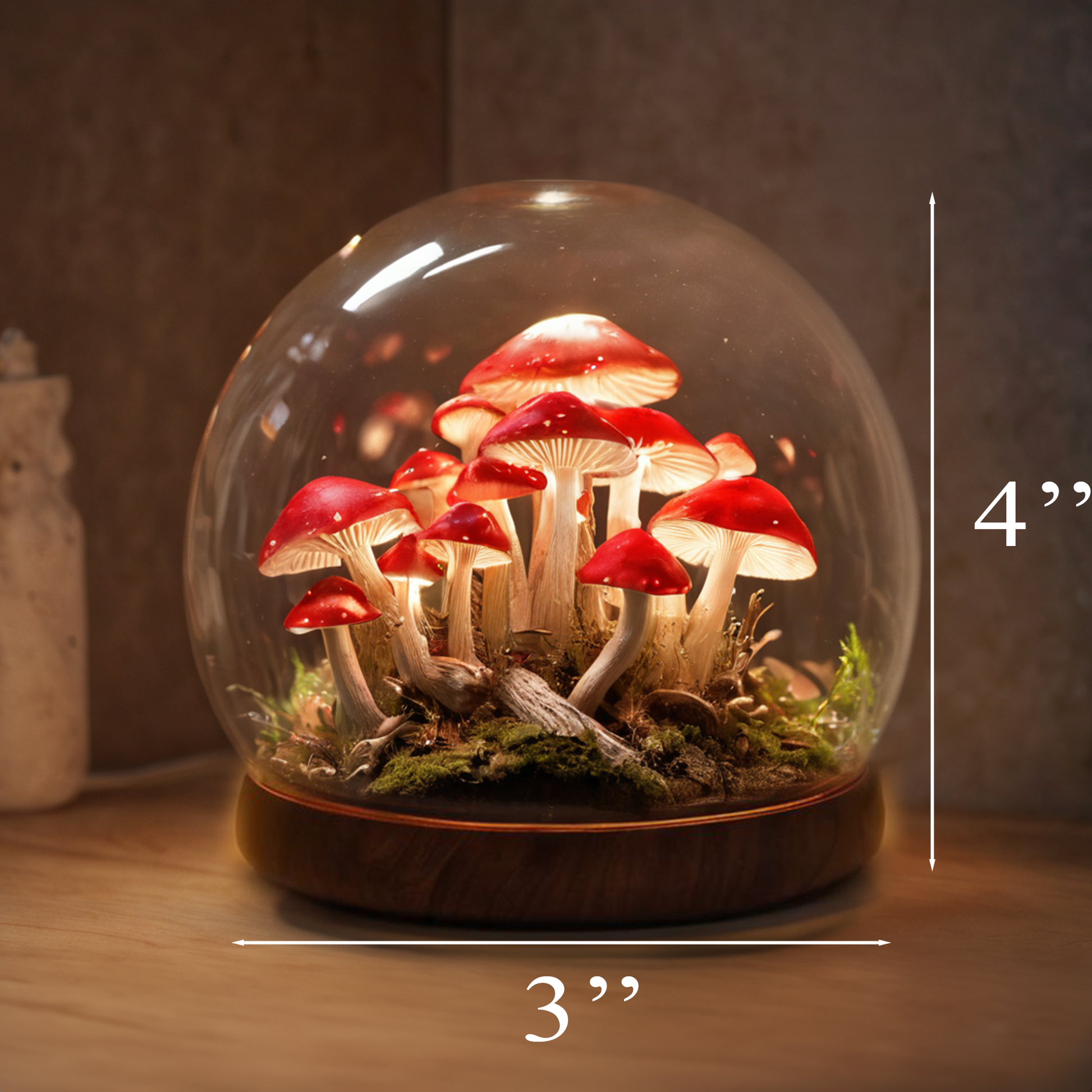 Mid Century Mushroom Lamp with Retro Wood Base