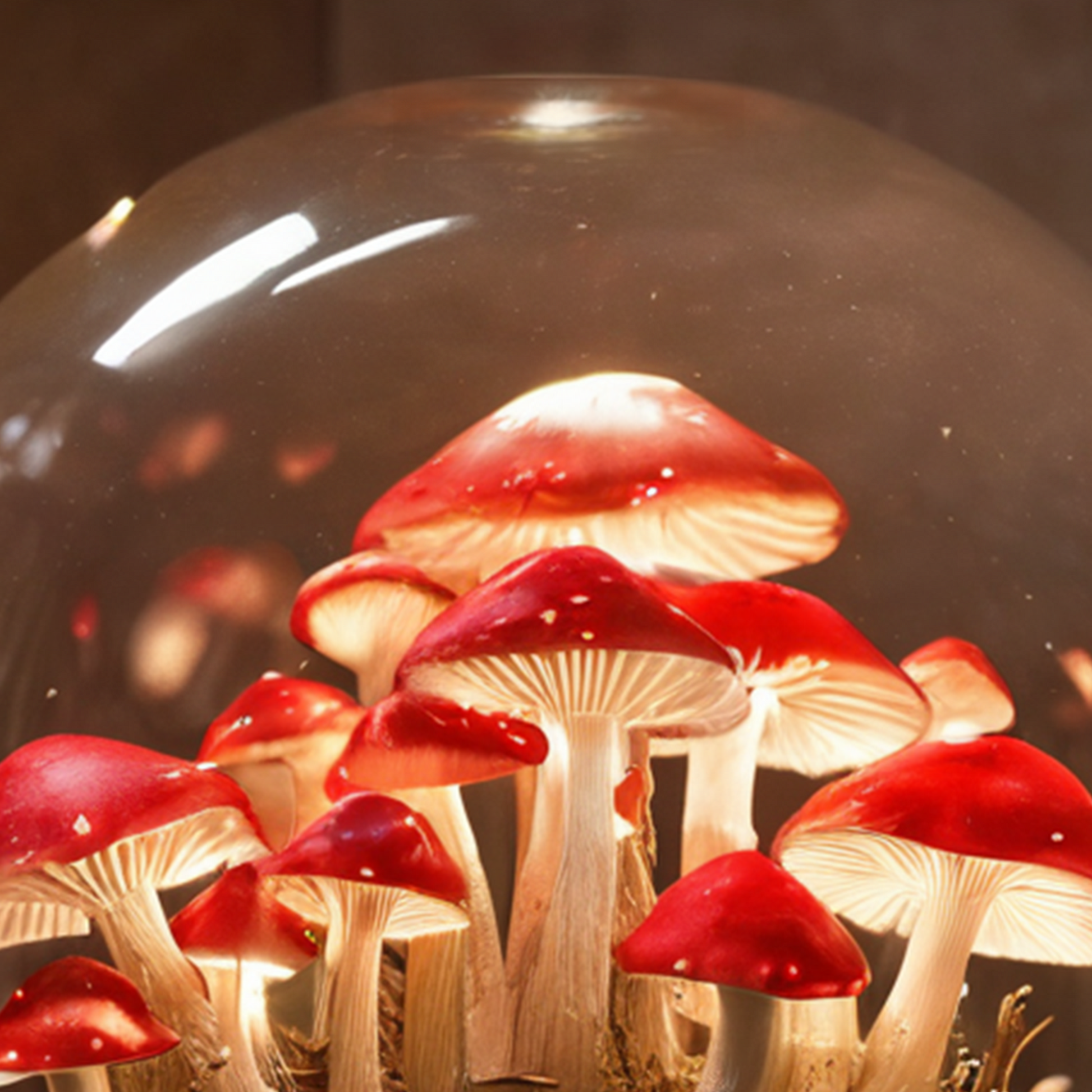 Mid Century Mushroom Lamp with Retro Wood Base