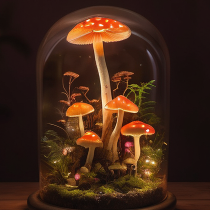 Whimsical Wooden Mushroom Holiday Night Light