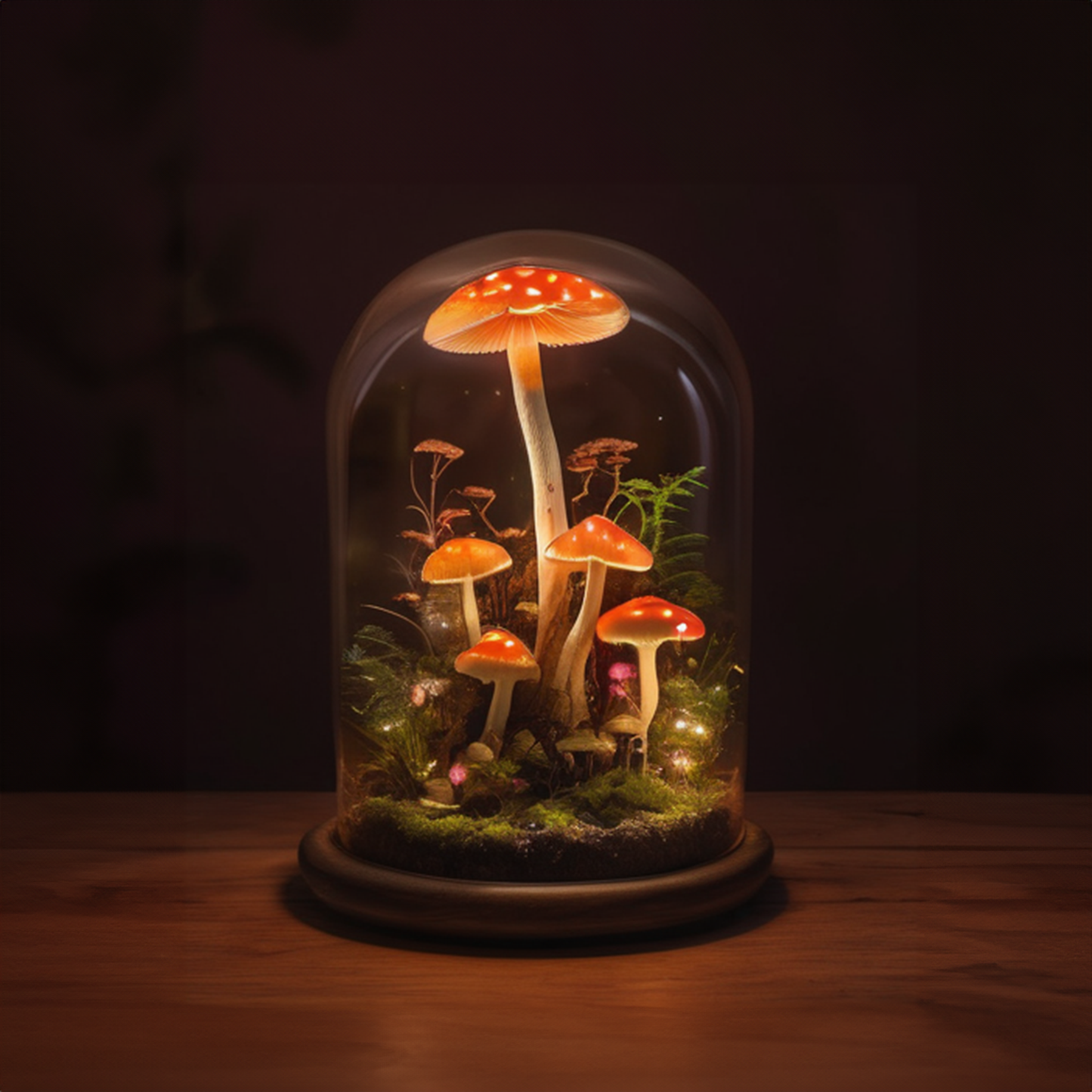 Whimsical Wooden Mushroom Holiday Night Light
