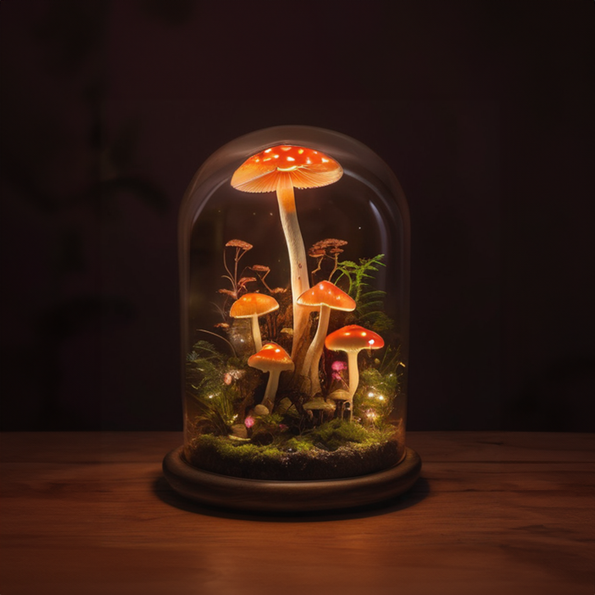 Whimsical Wooden Mushroom Holiday Night Light