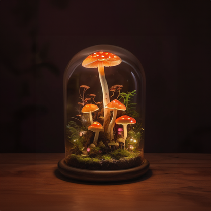 Whimsical Wooden Mushroom Holiday Night Light