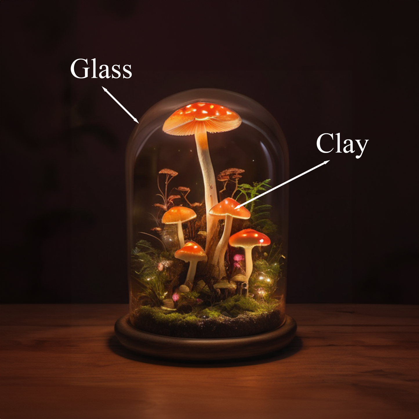 Whimsical Wooden Mushroom Holiday Night Light