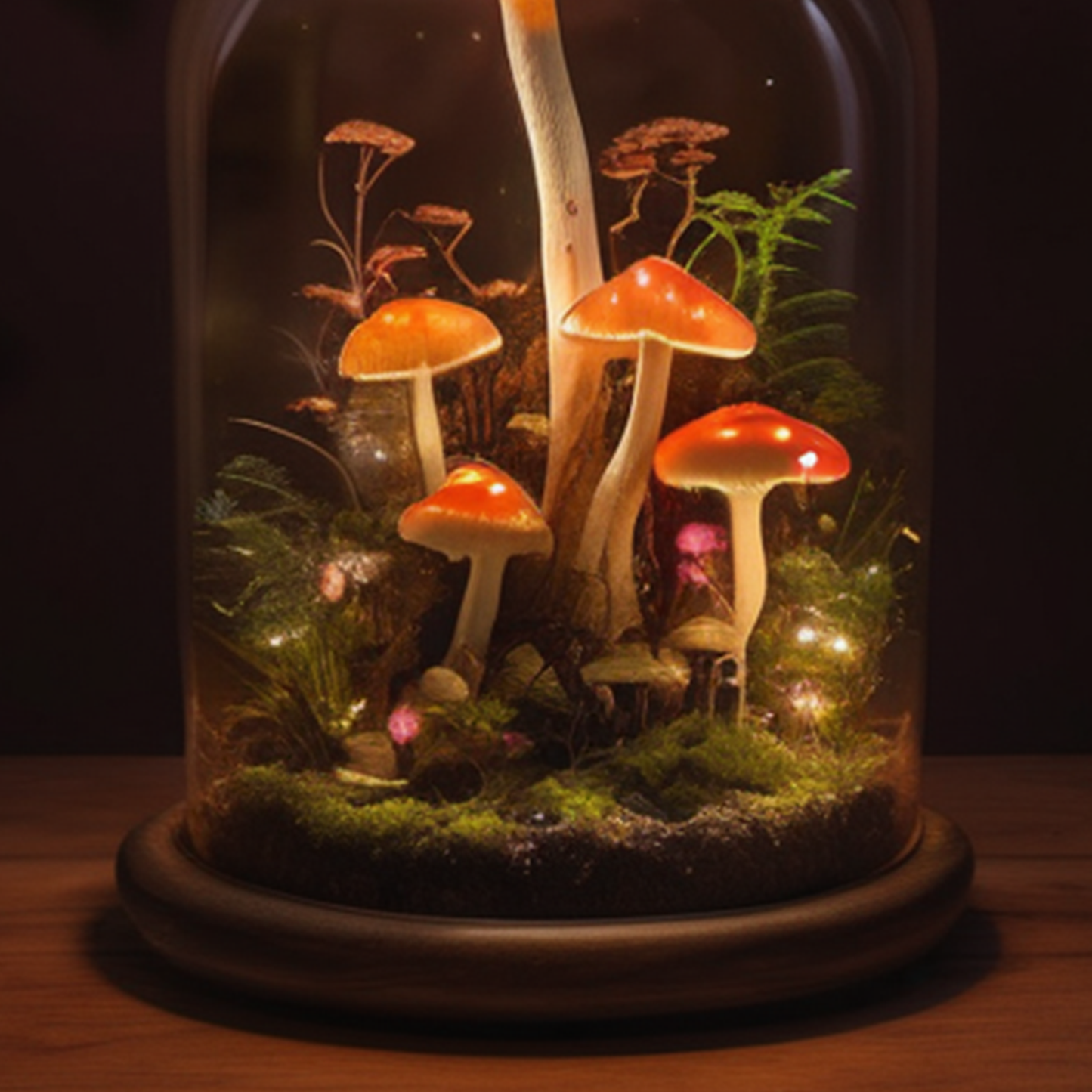 Whimsical Wooden Mushroom Holiday Night Light