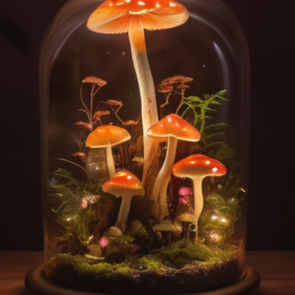 Whimsical Wooden Mushroom Holiday Night Light
